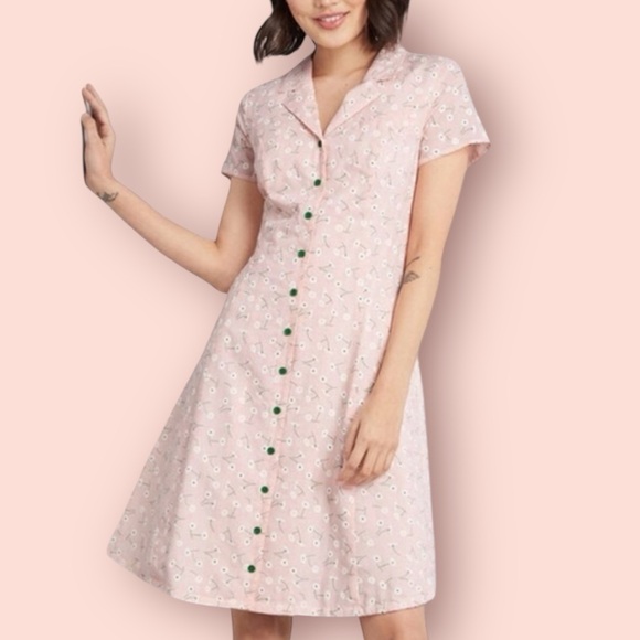 Modcloth Dresses & Skirts - MODCLOTH Gingham Floral Shirtdress